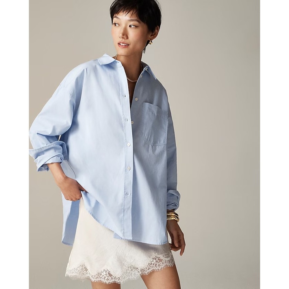 J. Crew Etienne Oversized Light Blue Button Down Shirt small petite NWOT